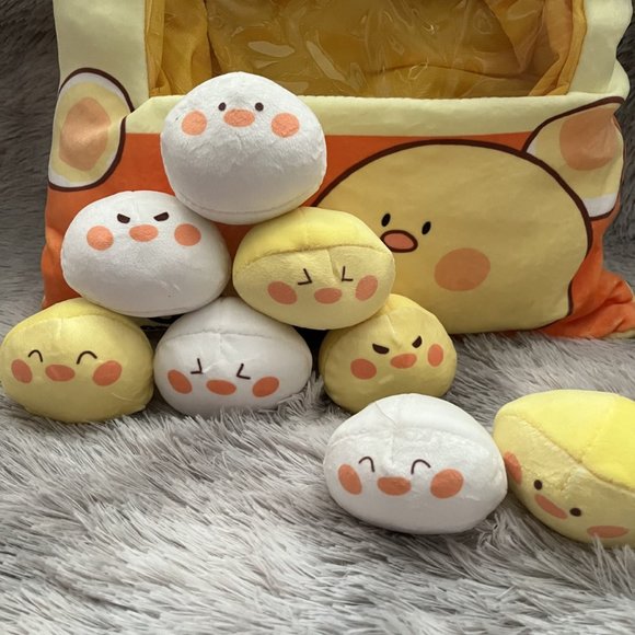 Little Chicken Snack Pillow plush with 8 mini Stuffed Toy - Picture 2 of 4